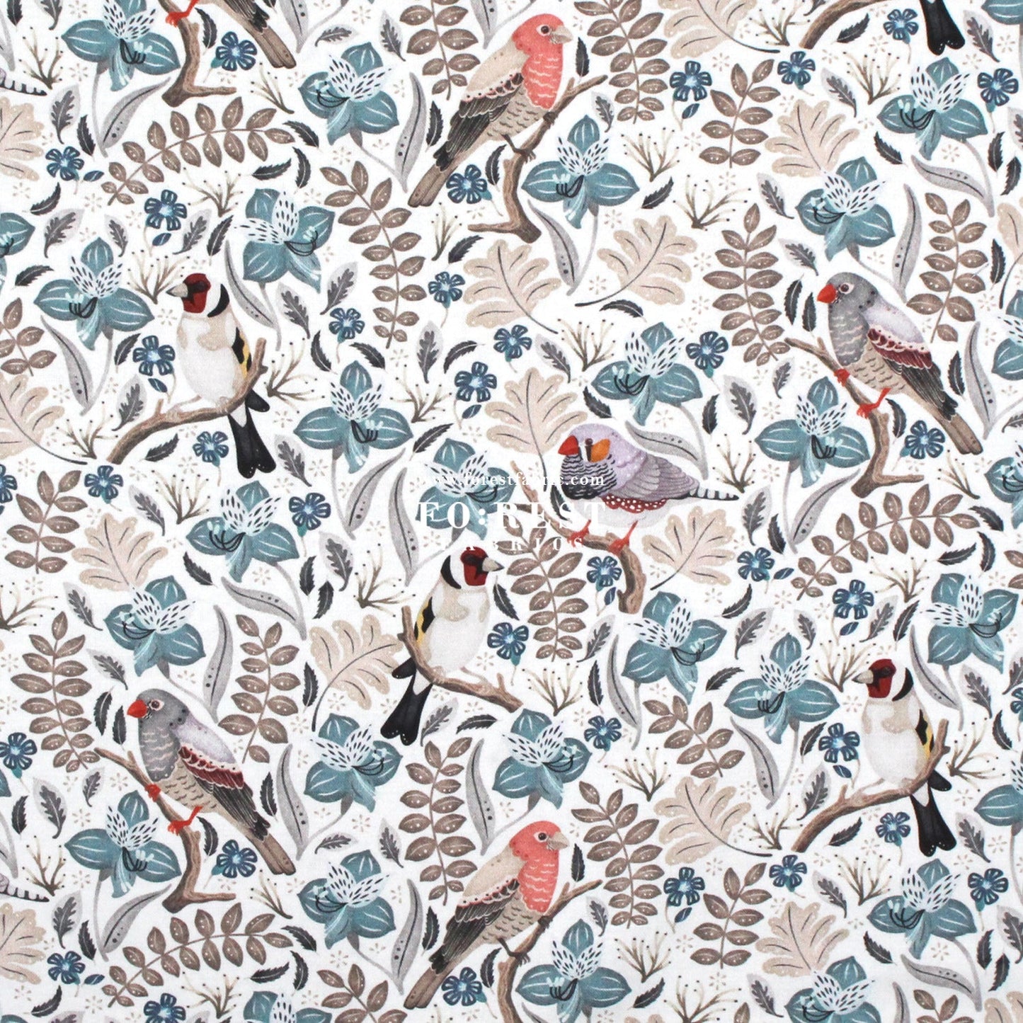 cotton - Birds in a tree White - FO:REST Fabric 布恩堂Liberty fabrictana lawnjapanese fabricykk zipper