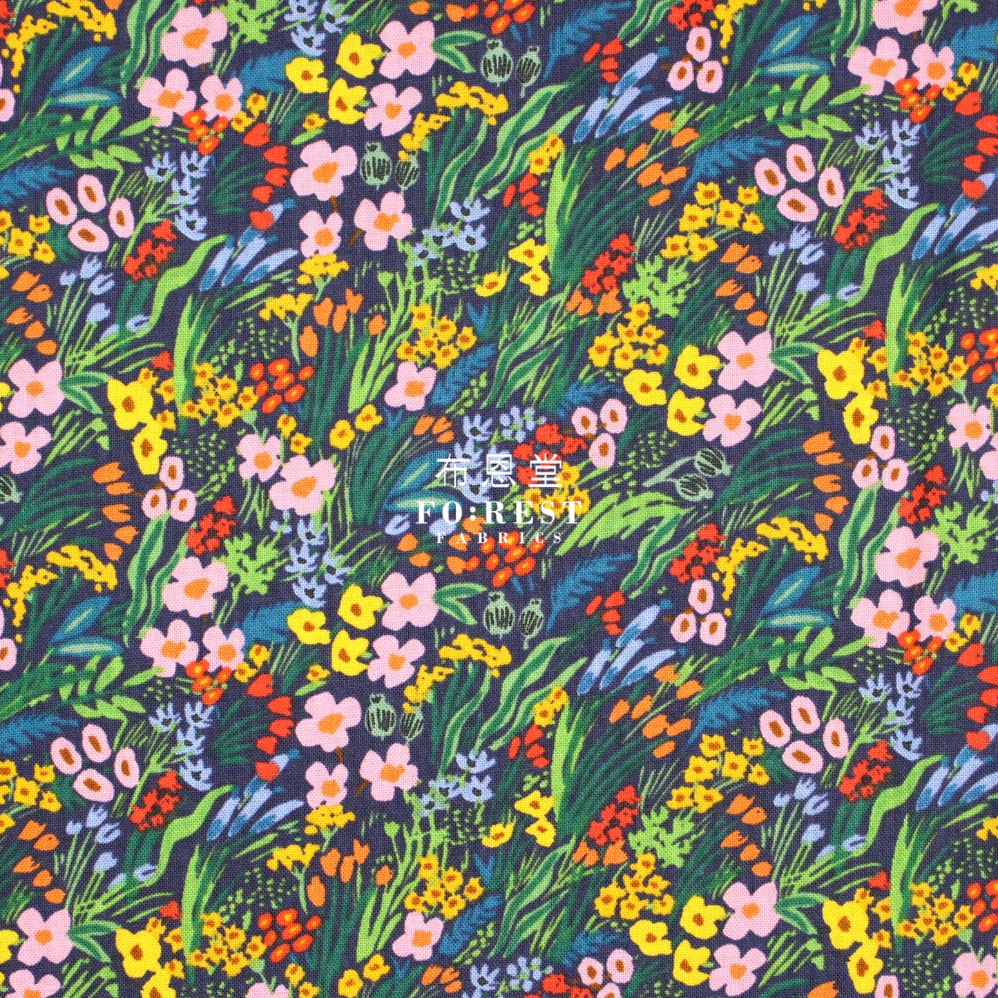 Cotton - Bramble Lea Navy Fabric
