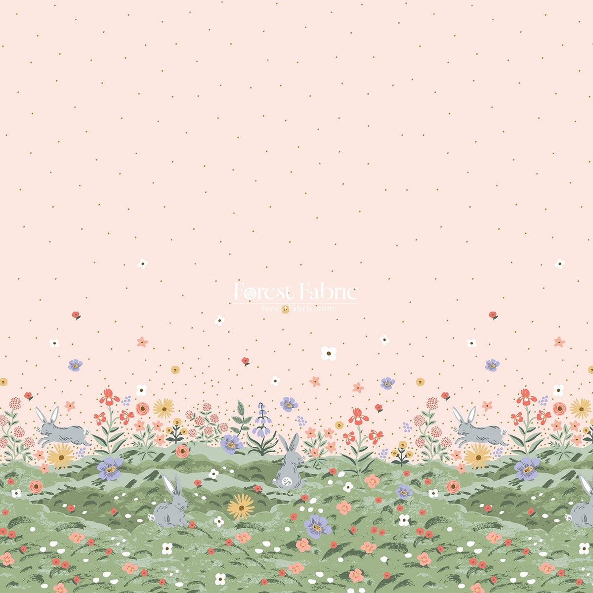 cotton - bunny floral fabric (Single Border) - FO:REST Fabric 布恩堂Liberty fabric#tana lawn#japanese fabric#ykk zipper#