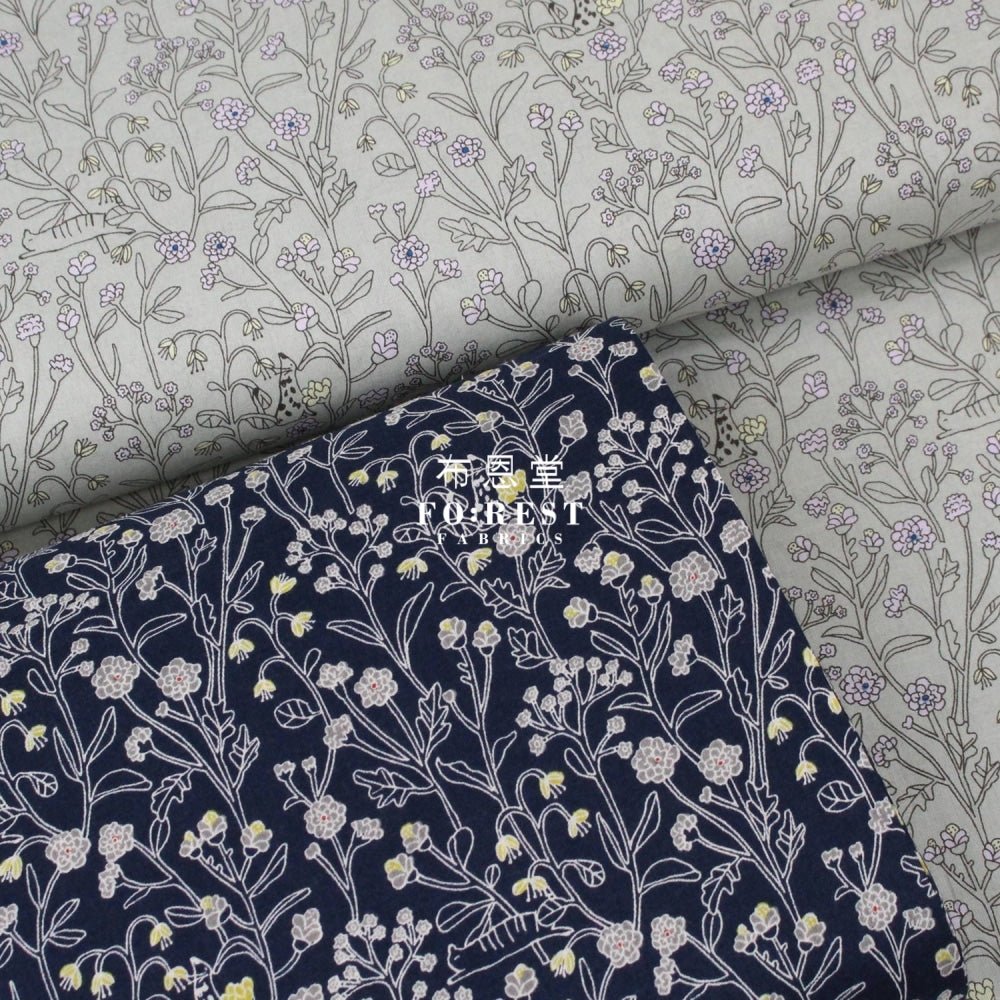 cotton - Cats hide and seek gray - FO:REST Fabric 布恩堂Liberty fabrictana lawnjapanese fabricykk zipper