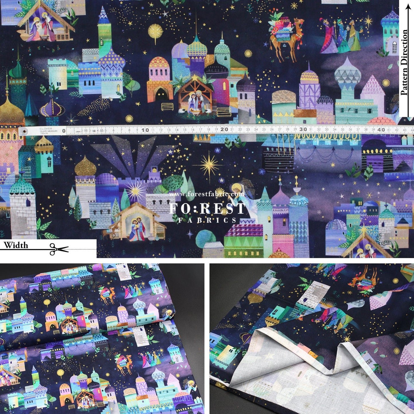 cotton - Christmas Holy Night Metallic fabric - FO:REST Fabric 布恩堂Liberty fabrictana lawnjapanese fabricykk zipper