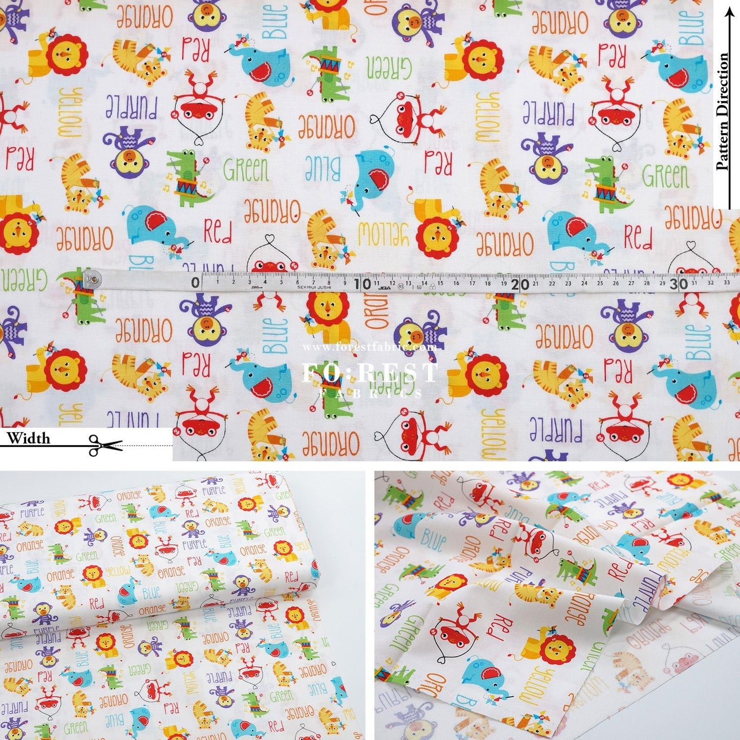 cotton - Colourful Animals fabric - FO:REST Fabric 布恩堂Liberty fabrictana lawnjapanese fabricykk zipper