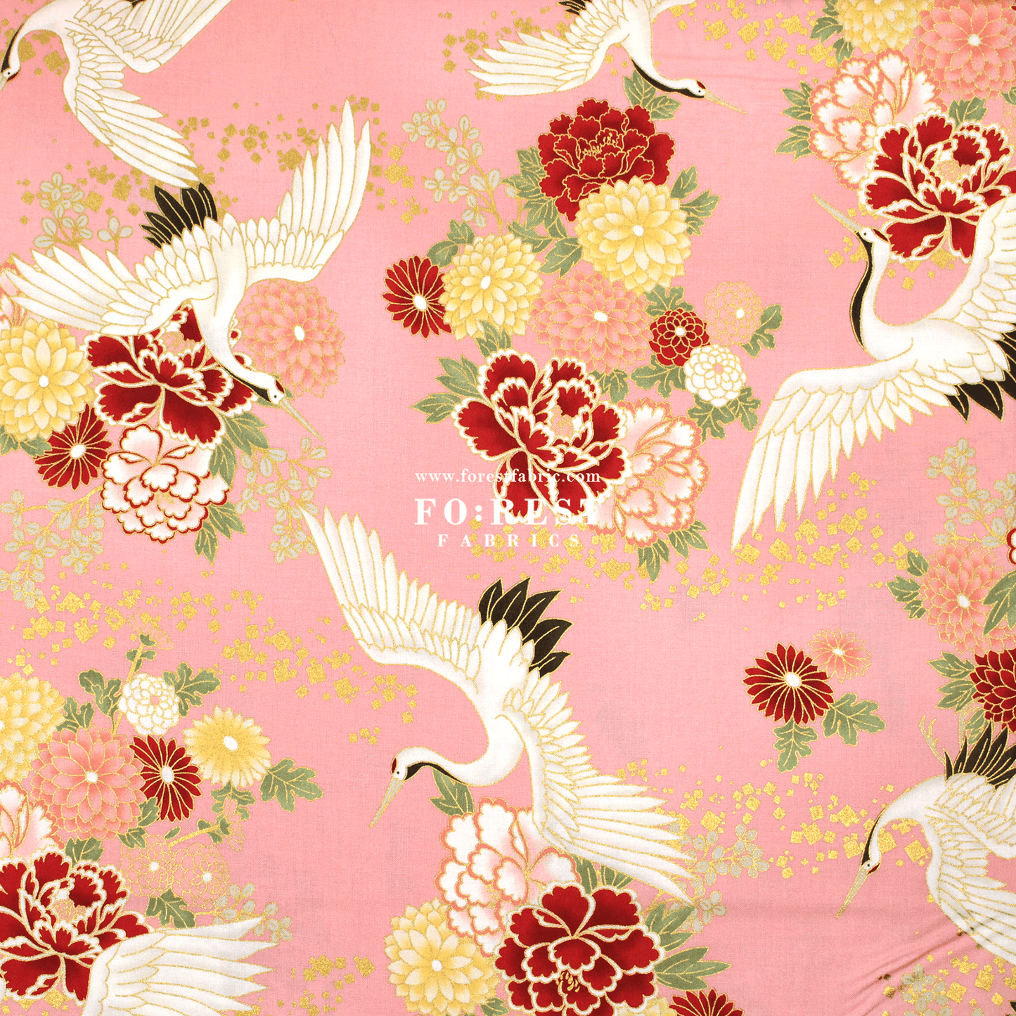 cotton - Crane fabric Pink - FO:REST Fabric 布恩堂Liberty fabrictana lawnjapanese fabricykk zipper