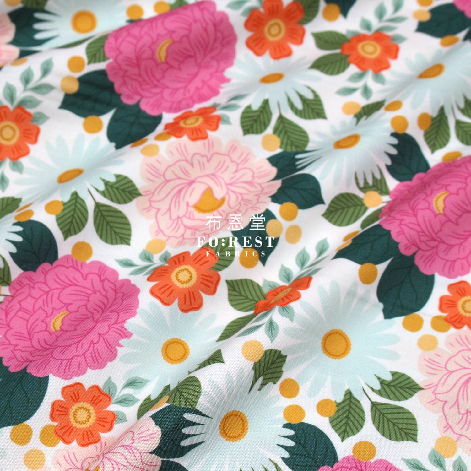 Cotton - Floral Daydream Pink Metallic Fabric