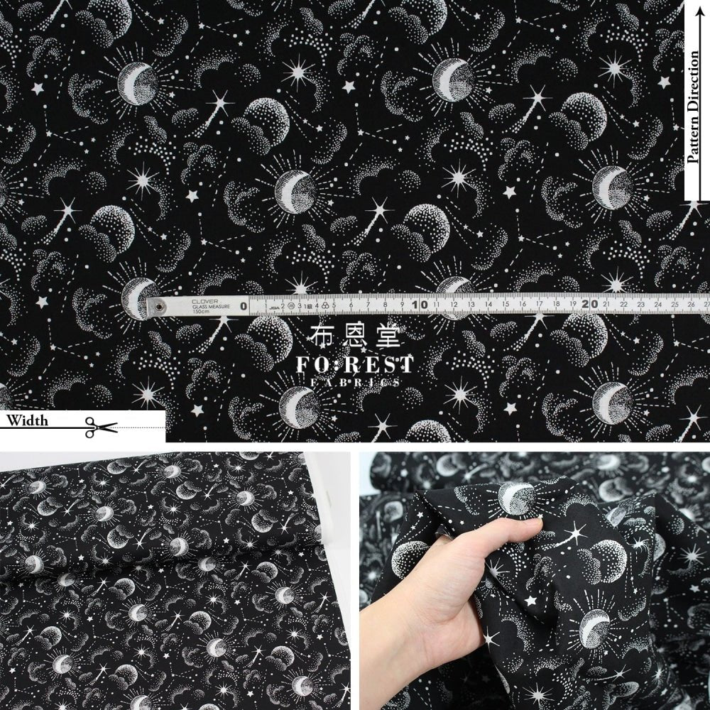 cotton - Galaxy fabric Black - FO:REST Fabric 布恩堂Liberty fabrictana lawnjapanese fabricykk zipper