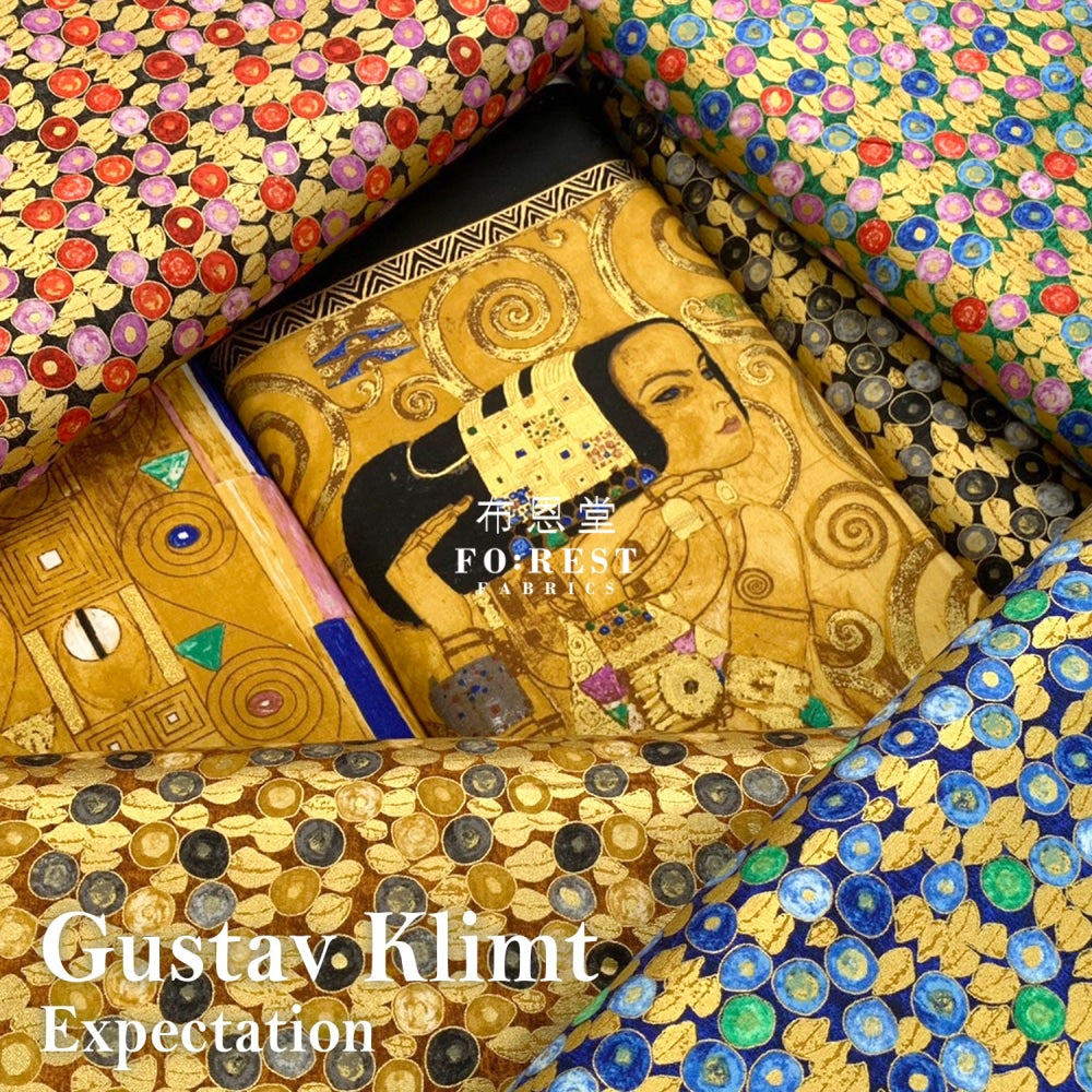 Cotton - Gustav Klimt Jewel Leaf Metallic Fabric Gold