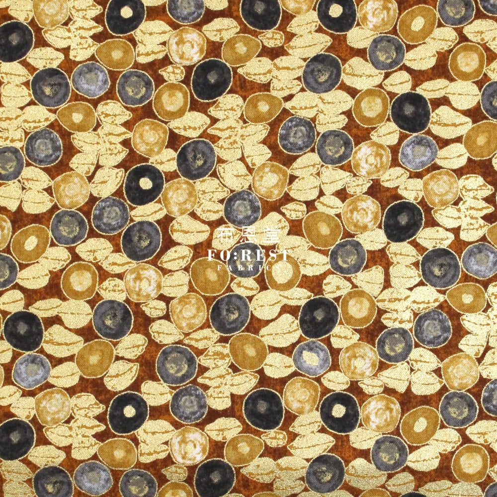 Cotton - Gustav Klimt Jewel Leaf Metallic Fabric Gold