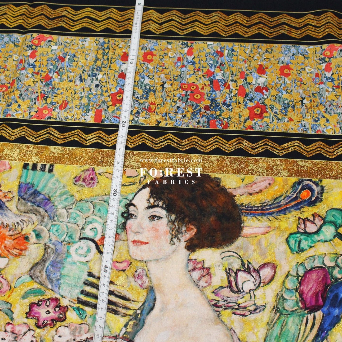 cotton - Gustav Klimt Lady with a fan Panel fabric - FO:REST Fabric 布恩堂Liberty fabrictana lawnjapanese fabricykk zipper