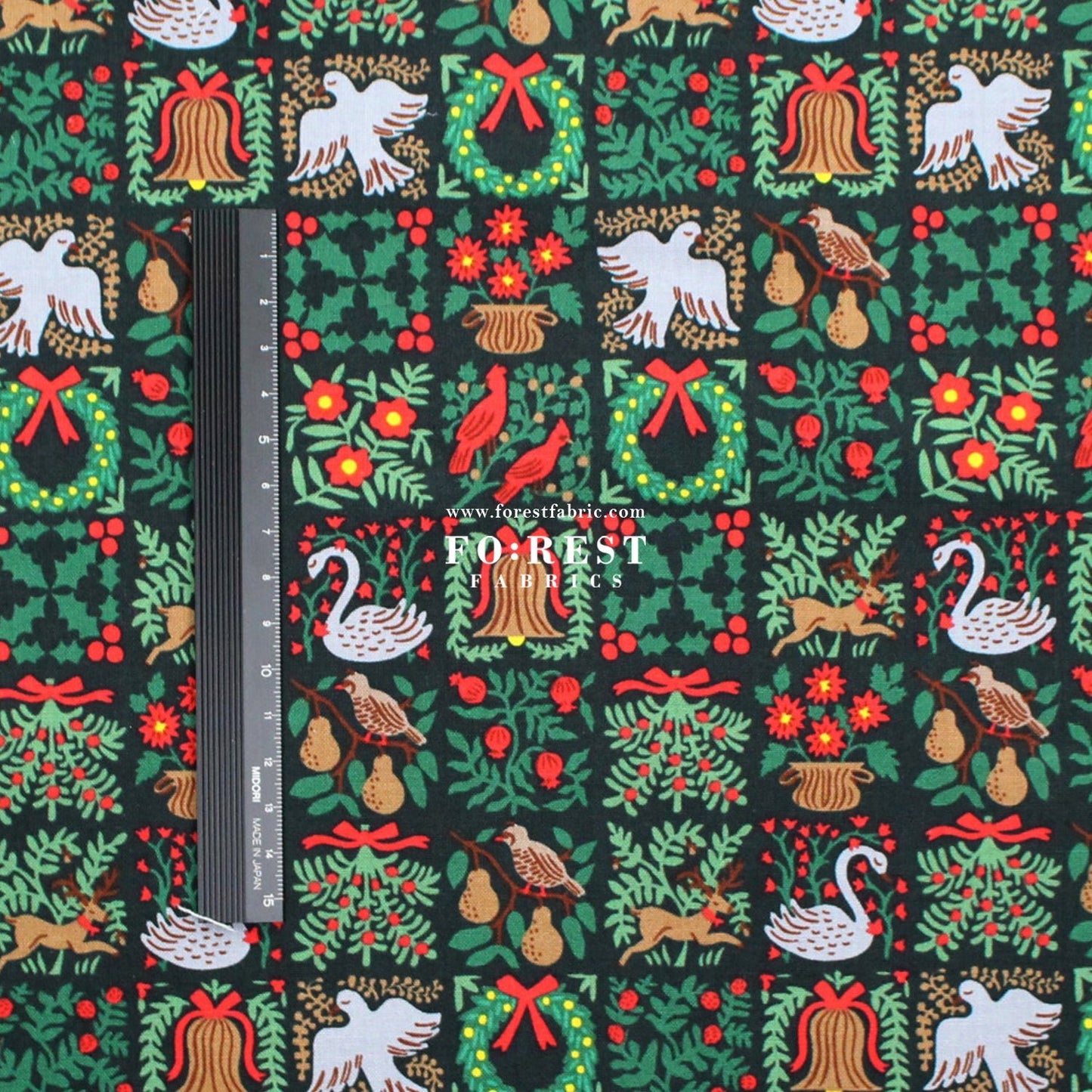 cotton - Holiday Tapestry Green Small fabric - FO:REST Fabric 布恩堂Liberty fabrictana lawnjapanese fabricykk zipper