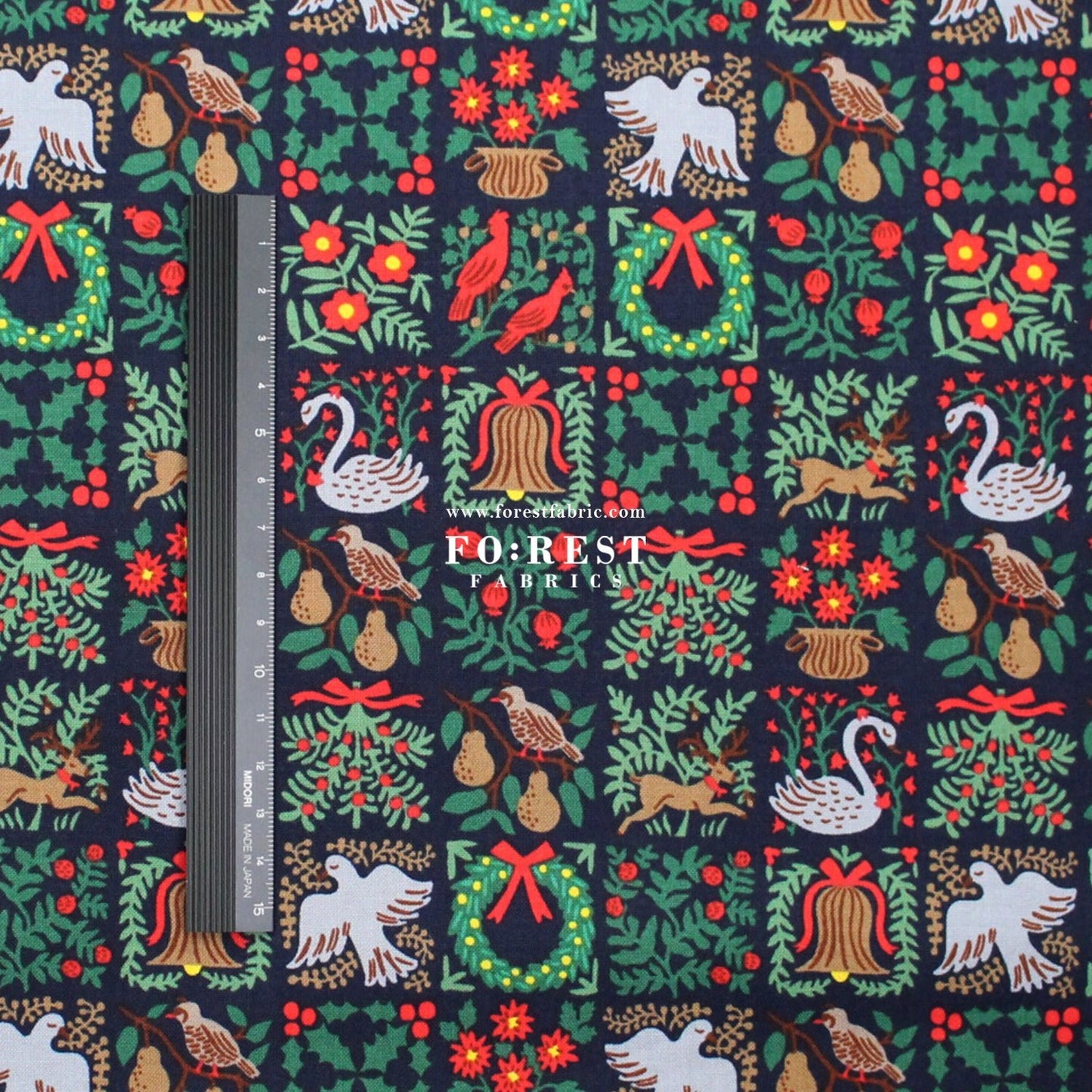 cotton - Holiday Tapestry Navy Small fabric - FO:REST Fabric 布恩堂Liberty fabrictana lawnjapanese fabricykk zipper