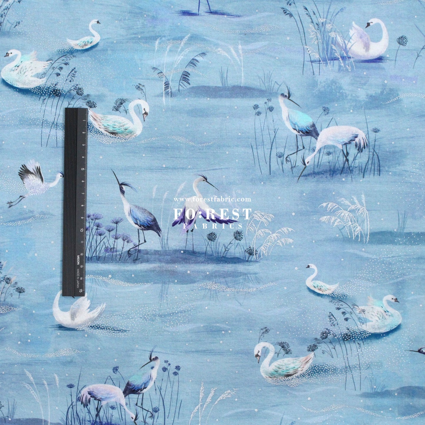 cotton - Ice Lake Sky Metallic fabric - FO:REST Fabric 布恩堂Liberty fabrictana lawnjapanese fabricykk zipper