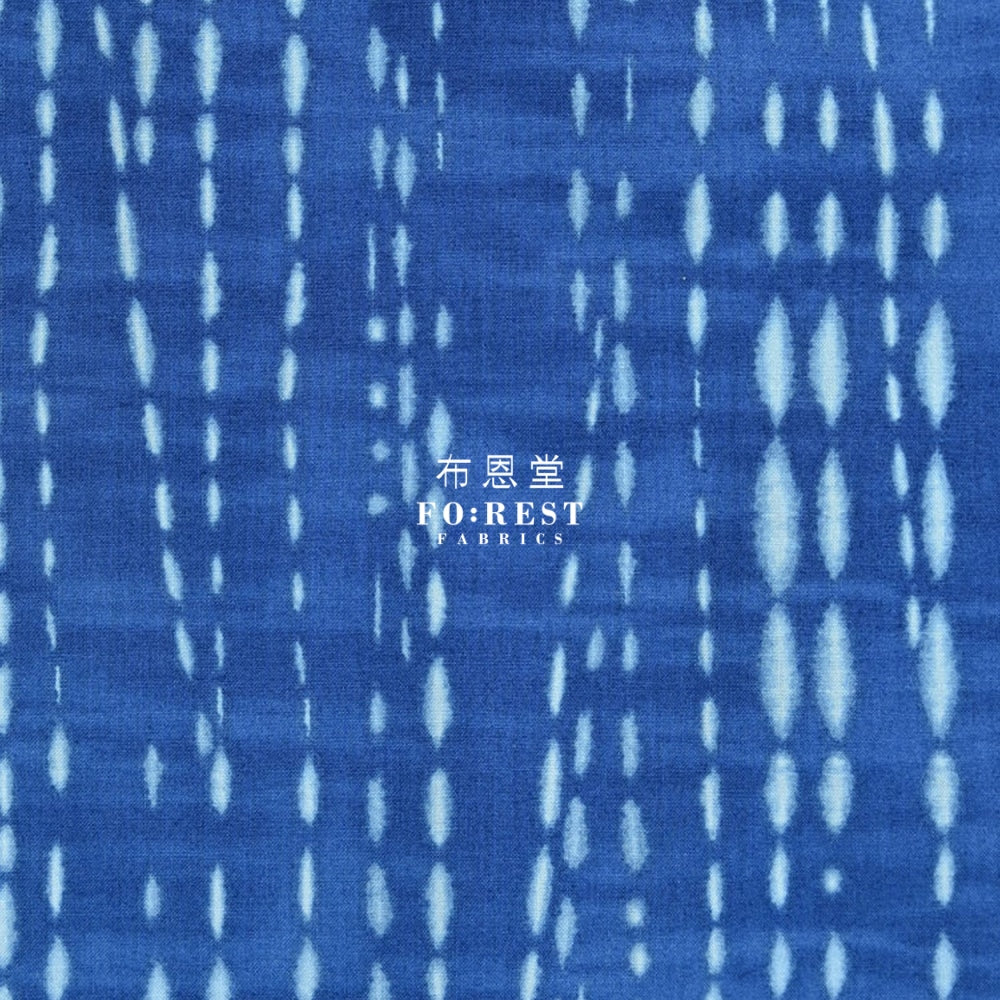 Cotton - Indigo-Dyed Stripe Dots Fabric