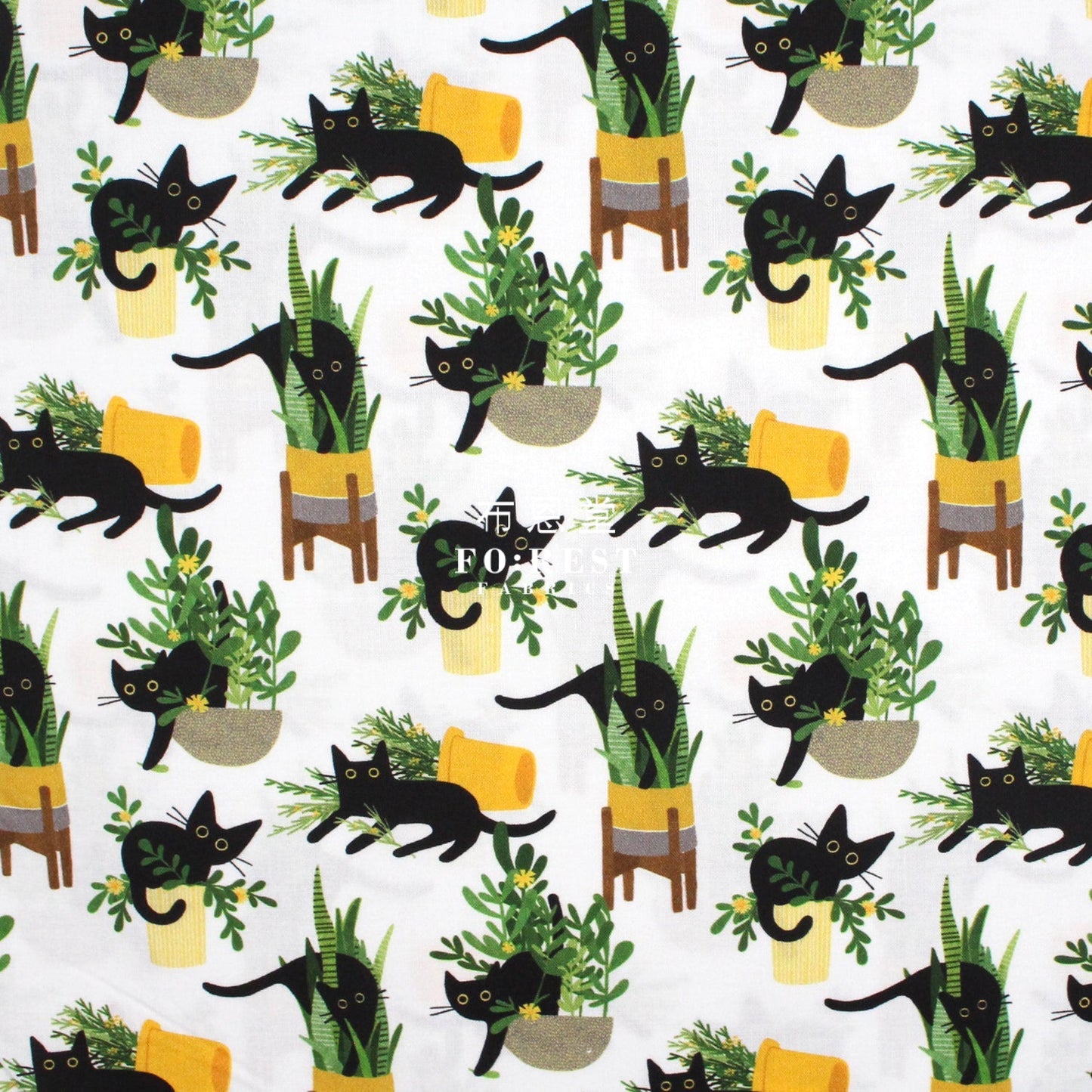 cotton - Just Purrlanted Cats fabric - FO:REST Fabric 布恩堂Liberty fabrictana lawnjapanese fabricykk zipper