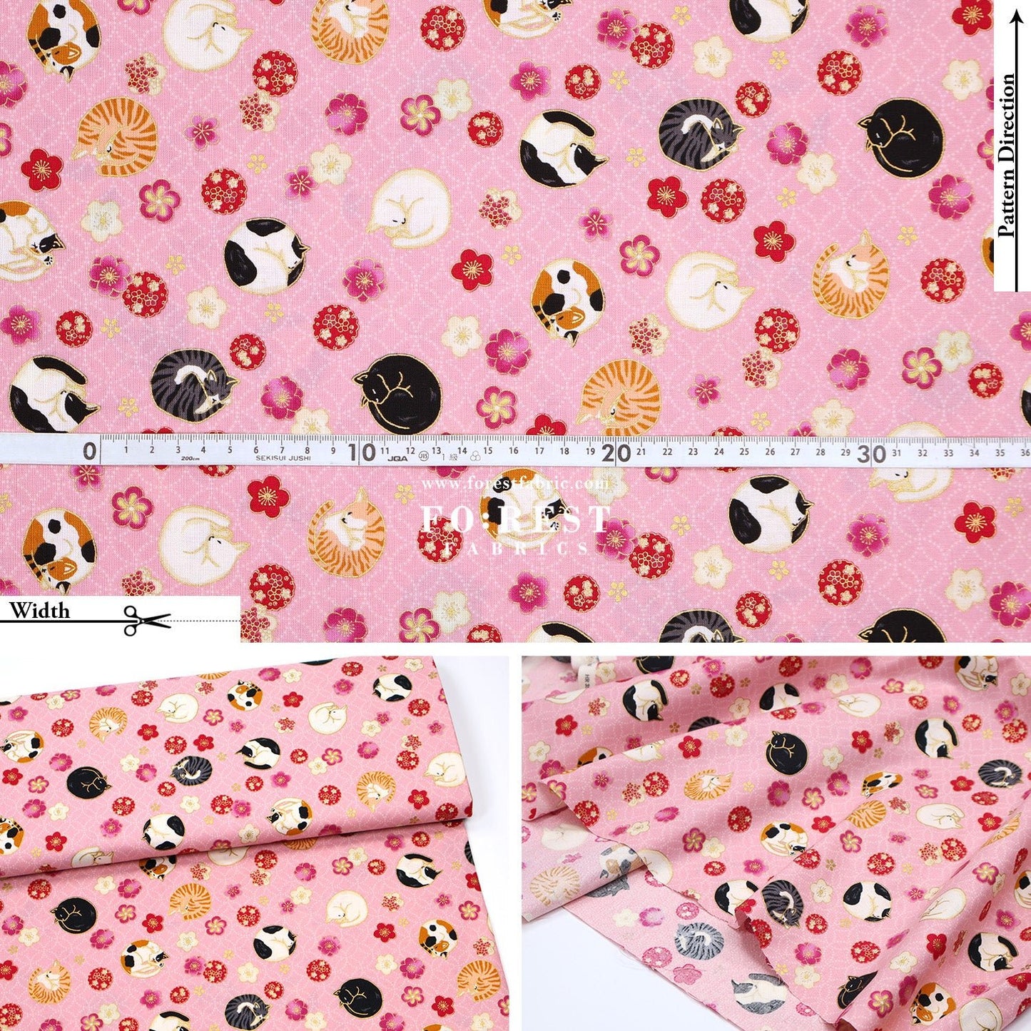 cotton - Lazy Cats with metallic fabric - FO:REST Fabric 布恩堂Liberty fabrictana lawnjapanese fabricykk zipper