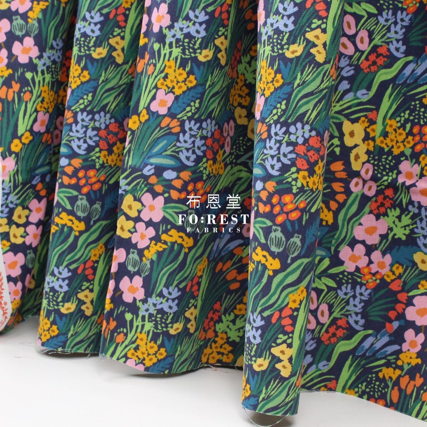 Cotton Linen - Bramble Lea Navy Fabric Canvas