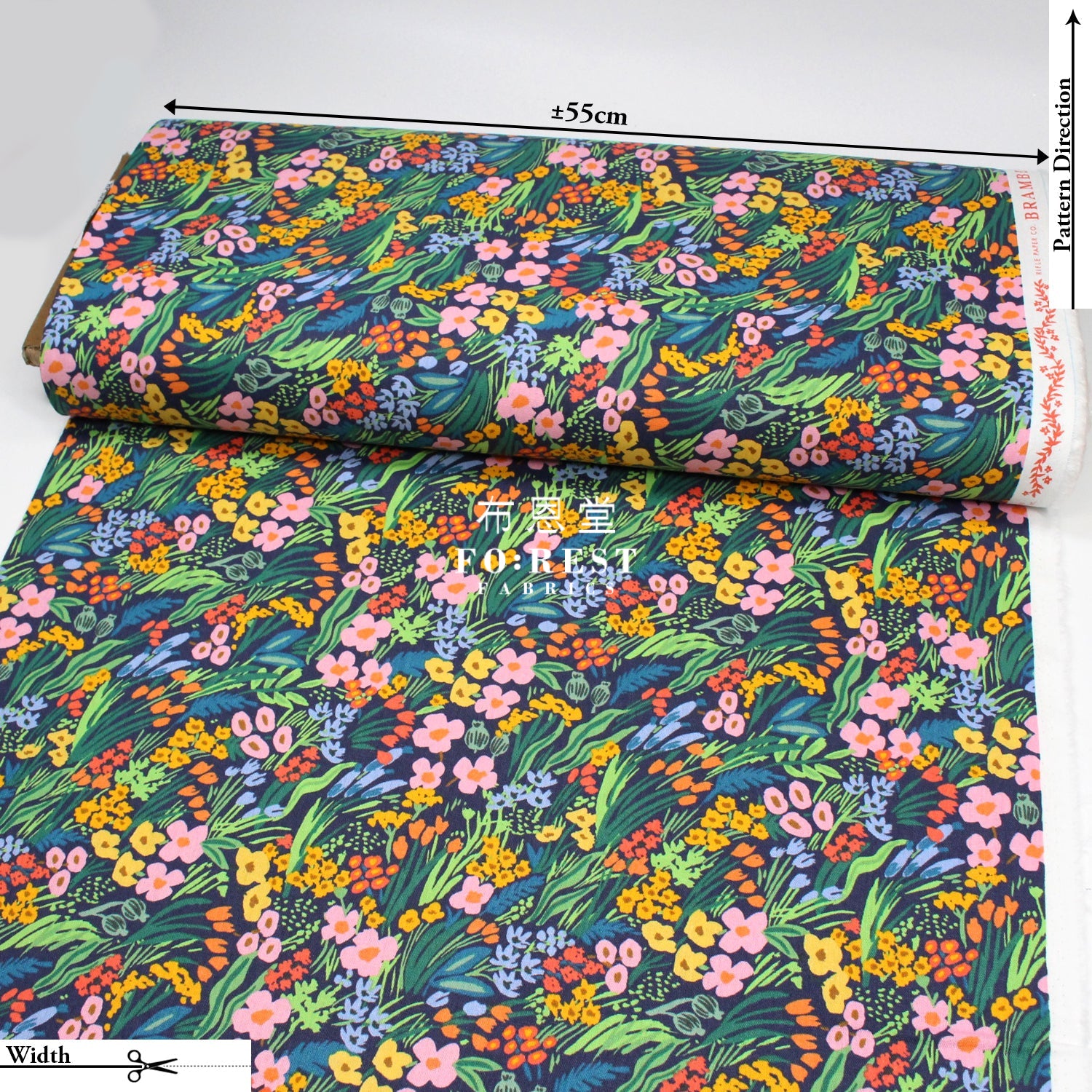 Cotton Linen - Bramble Lea Navy Fabric Canvas