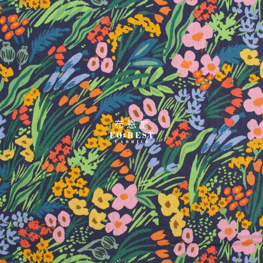 Cotton Linen - Bramble Lea Navy Fabric Canvas