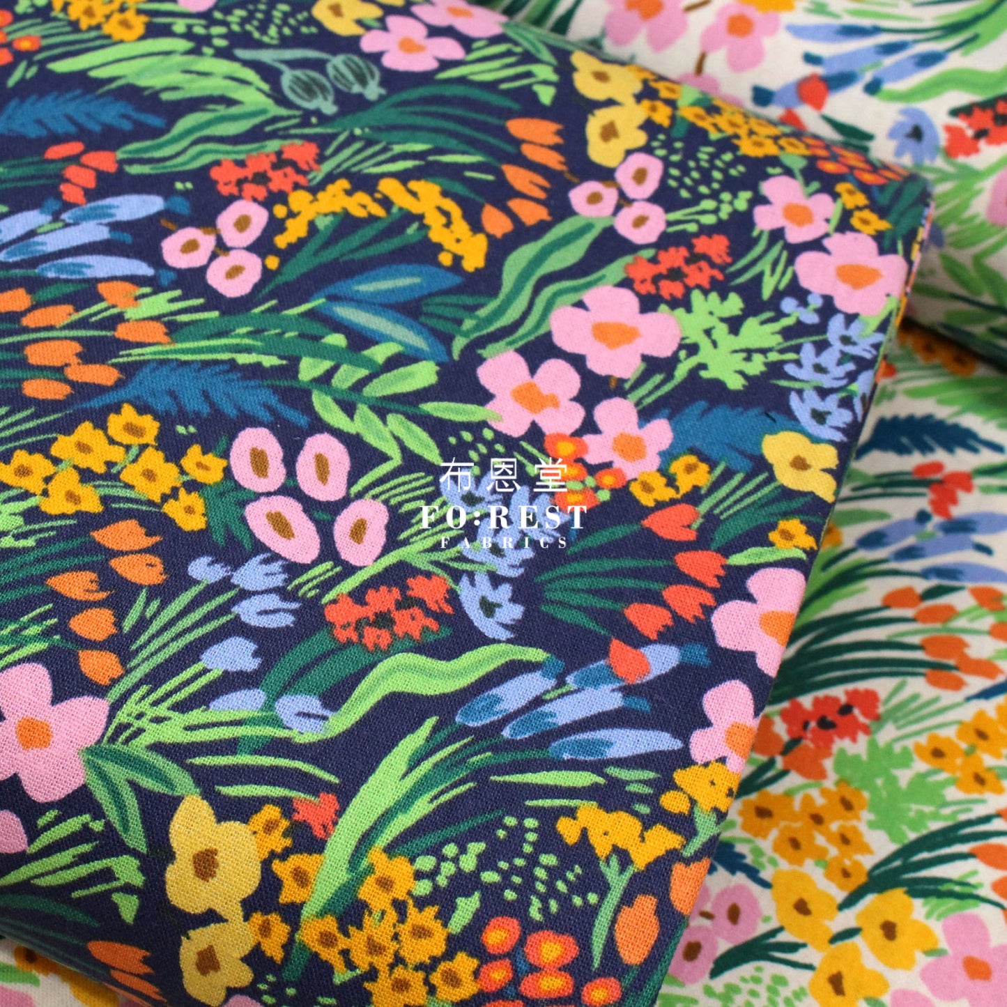 Cotton Linen - Bramble Lea Navy Fabric Canvas