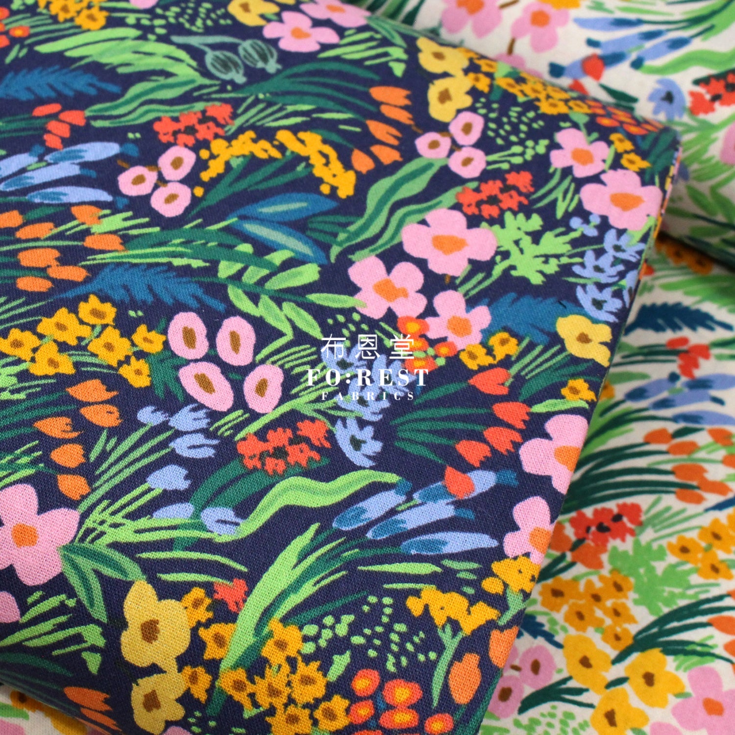 Cotton Linen - Bramble Lea Navy Fabric Canvas