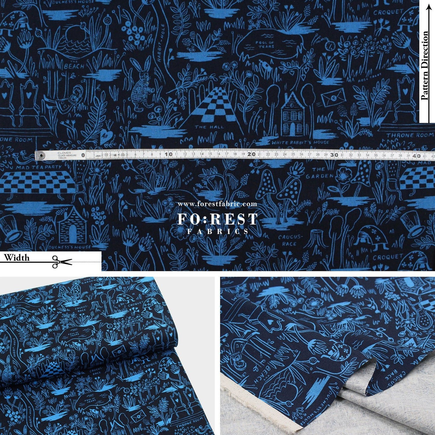 cotton Linen Canvas - Magic Forest fabric Blue - FO:REST Fabric 布恩堂Liberty fabrictana lawnjapanese fabricykk zipper