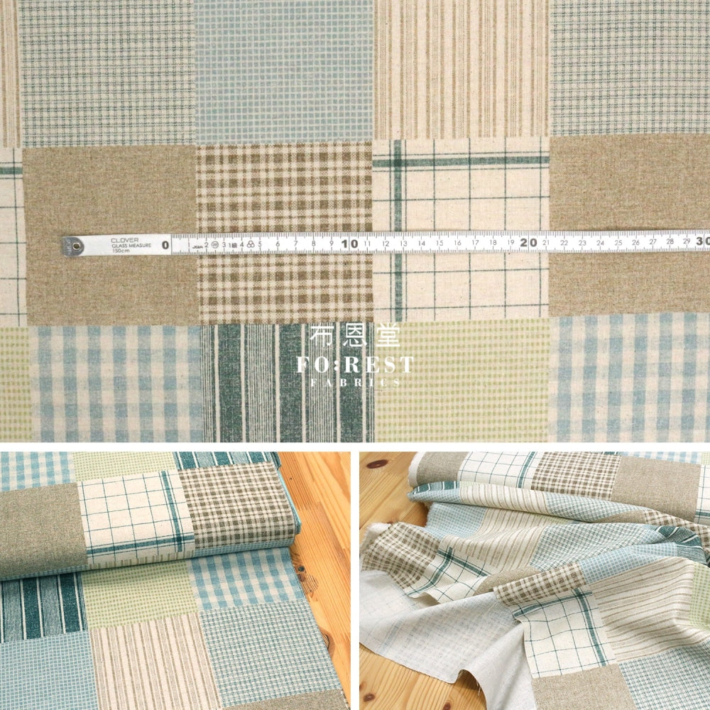 Cotton Linen - Cotte Patchwork Fabric Green