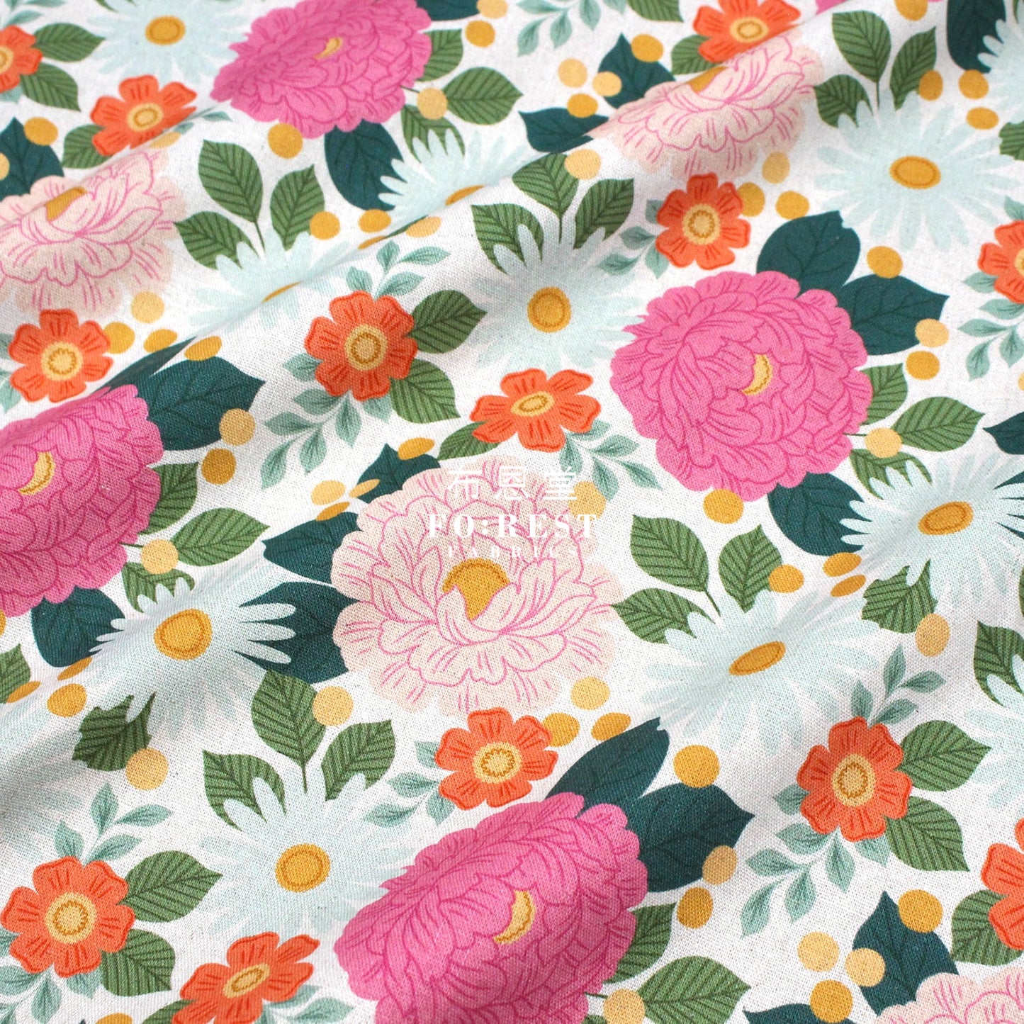 Cotton Linen - Floral Daydream Pink Fabric Canvas