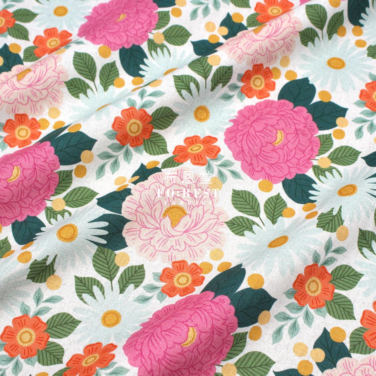 Cotton Linen - Floral Daydream Pink Fabric Canvas