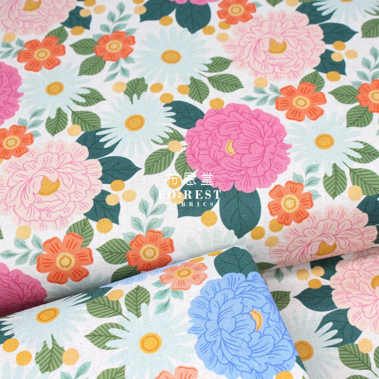 Cotton Linen - Floral Daydream Pink Fabric Canvas