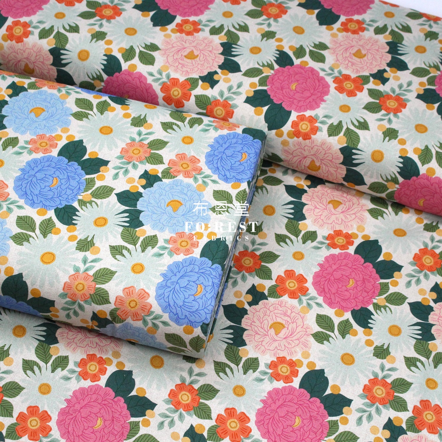 Cotton Linen - Floral Daydream Pink Fabric Canvas