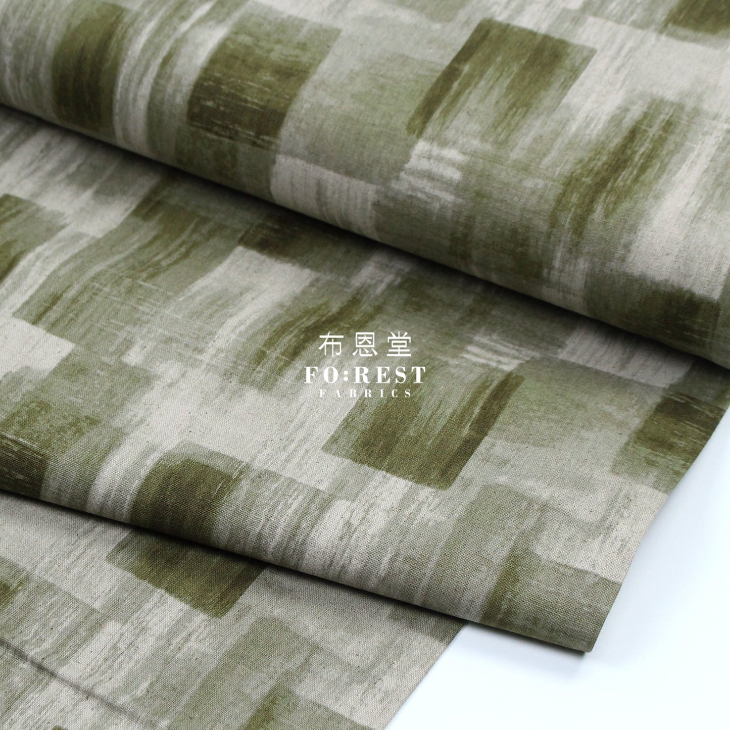 Cotton Linen - Geometry Fabric Moss 墨綠