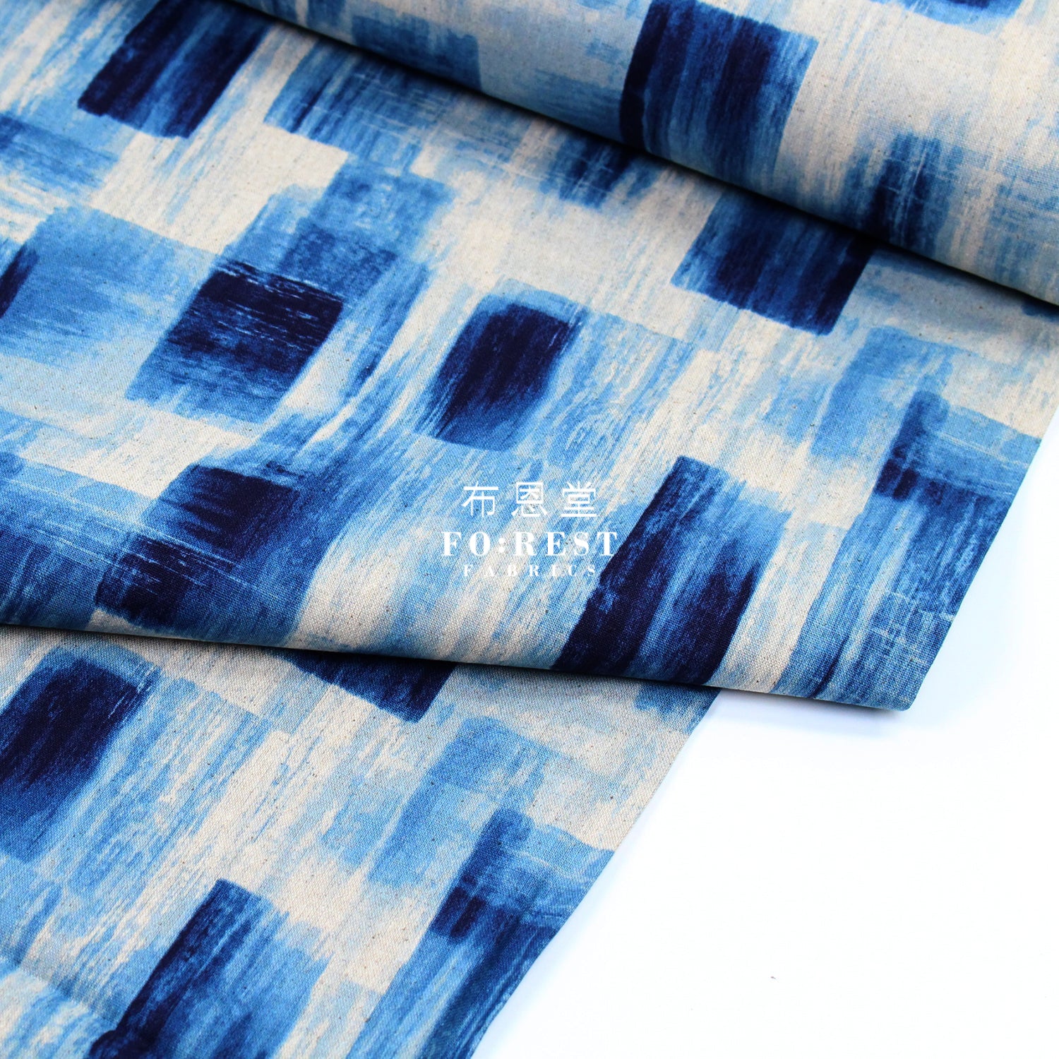 Cotton Linen - Geometry Fabric Navy 深藍