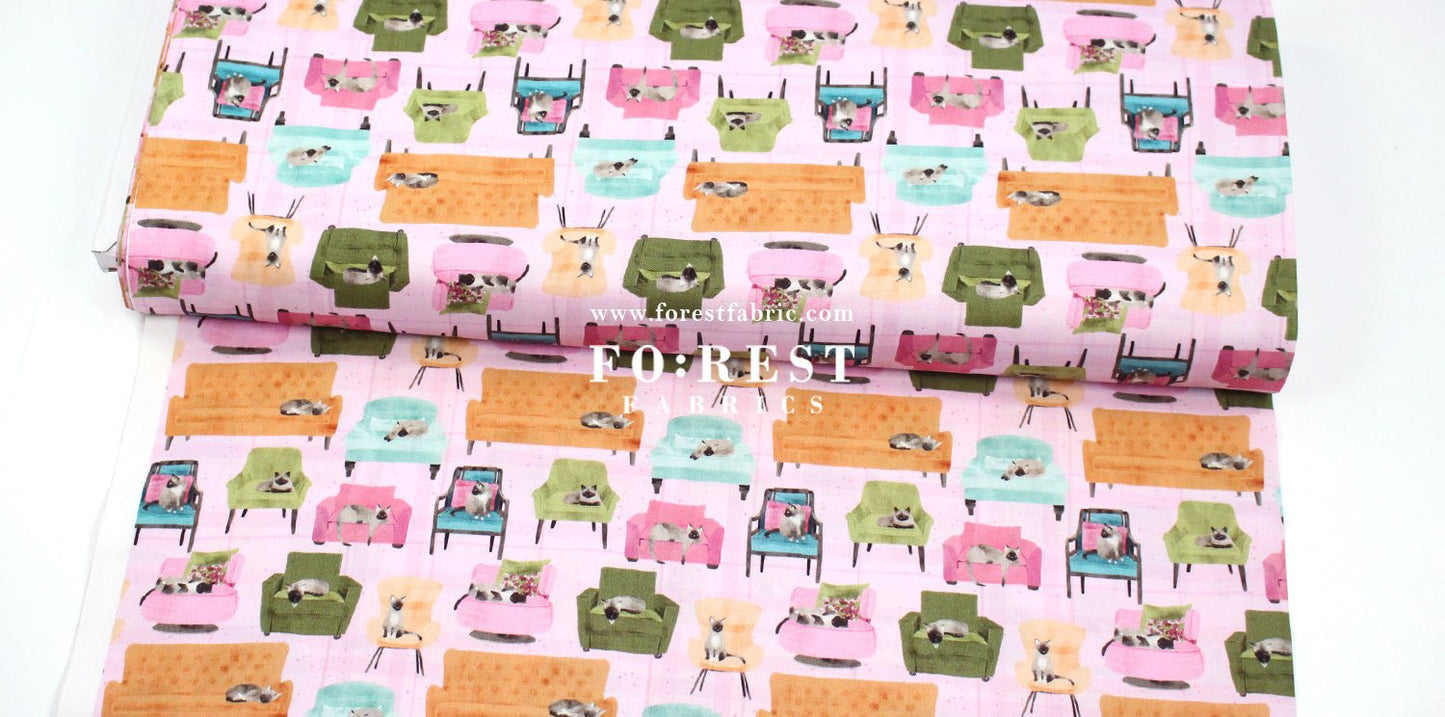 cotton - Lounge Cats fabric - FO:REST Fabric 布恩堂Liberty fabrictana lawnjapanese fabricykk zipper