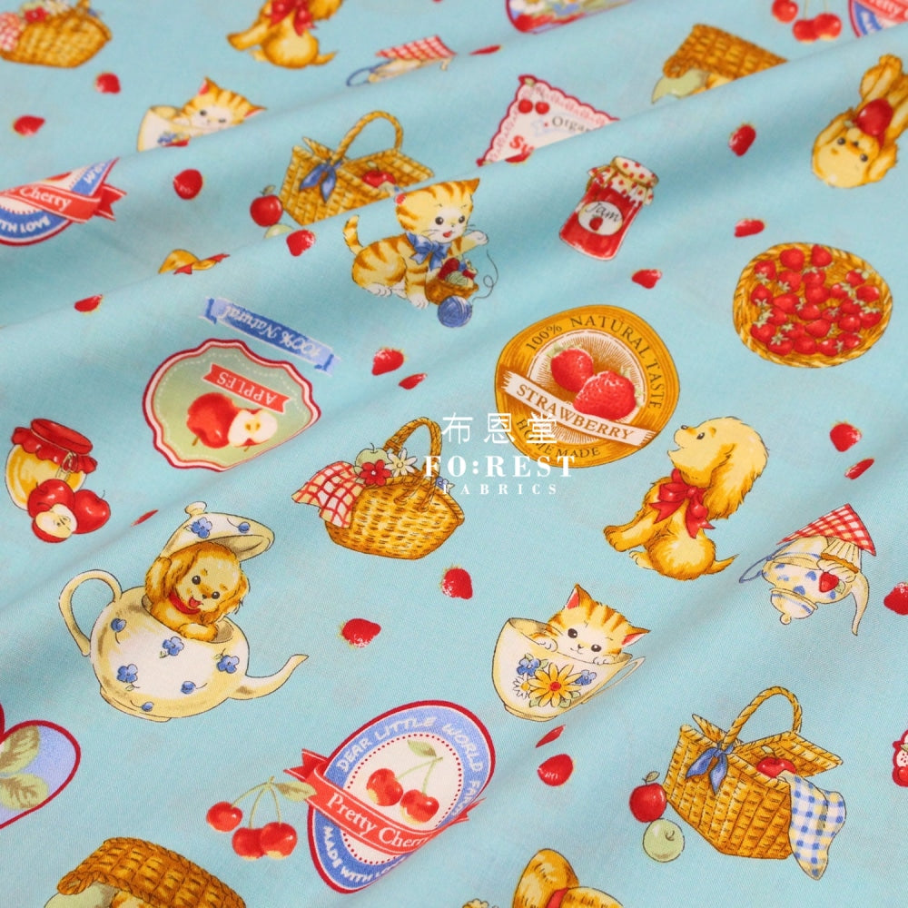 Cotton - Love Strawberry Fabric Blue