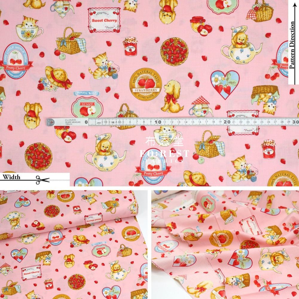 Cotton - Love Strawberry Fabric Pink