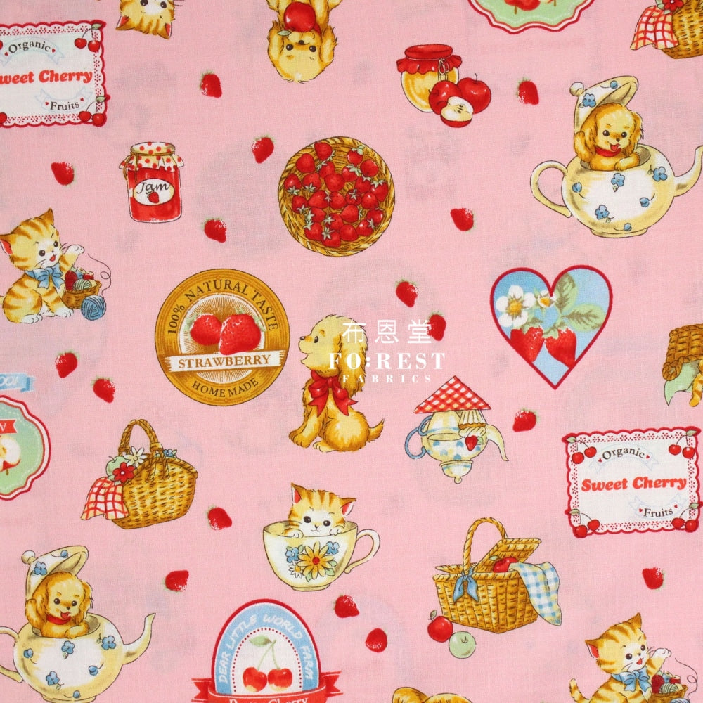Cotton - Love Strawberry Fabric Pink