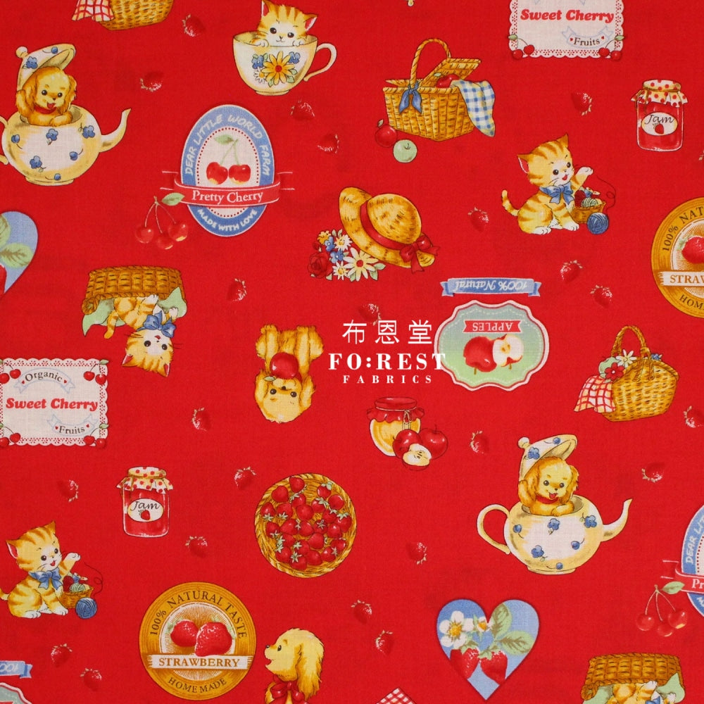 Cotton - Love Strawberry Fabric Red