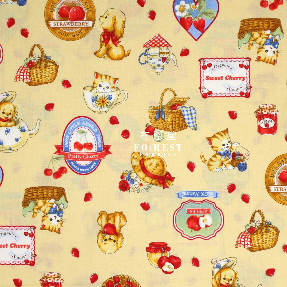 Cotton - Love Strawberry Fabric Yellow
