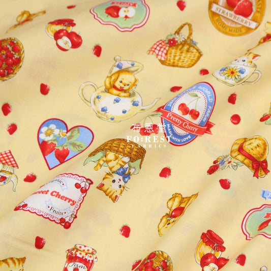 Cotton - Love Strawberry Fabric Yellow