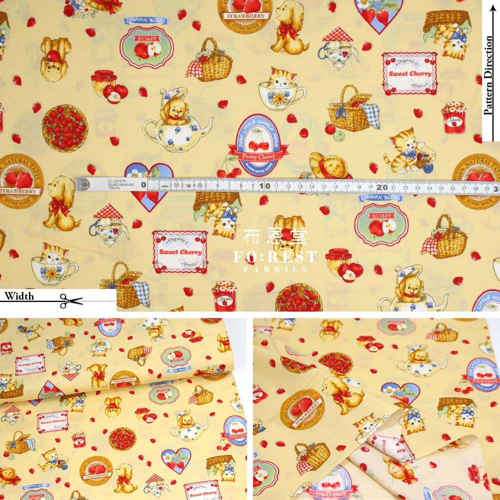 Cotton - Love Strawberry Fabric Yellow