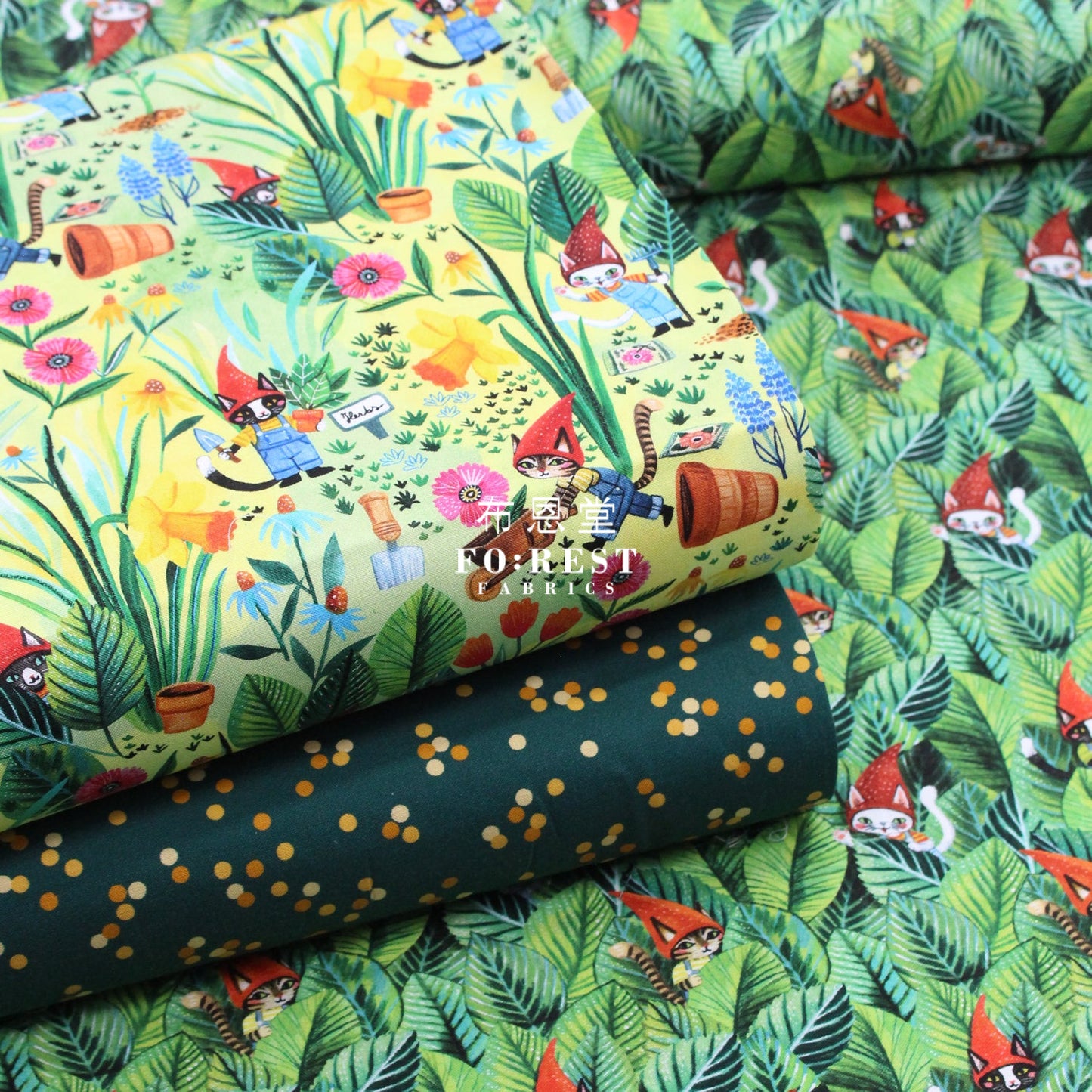 Cotton - My Gnomies Cats Fabric