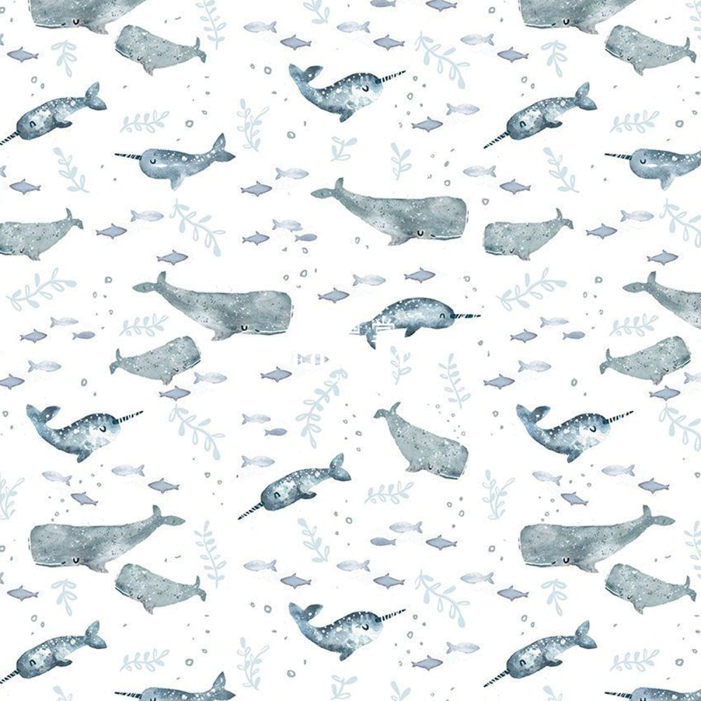 Cotton - Narwhals Float On Fabric