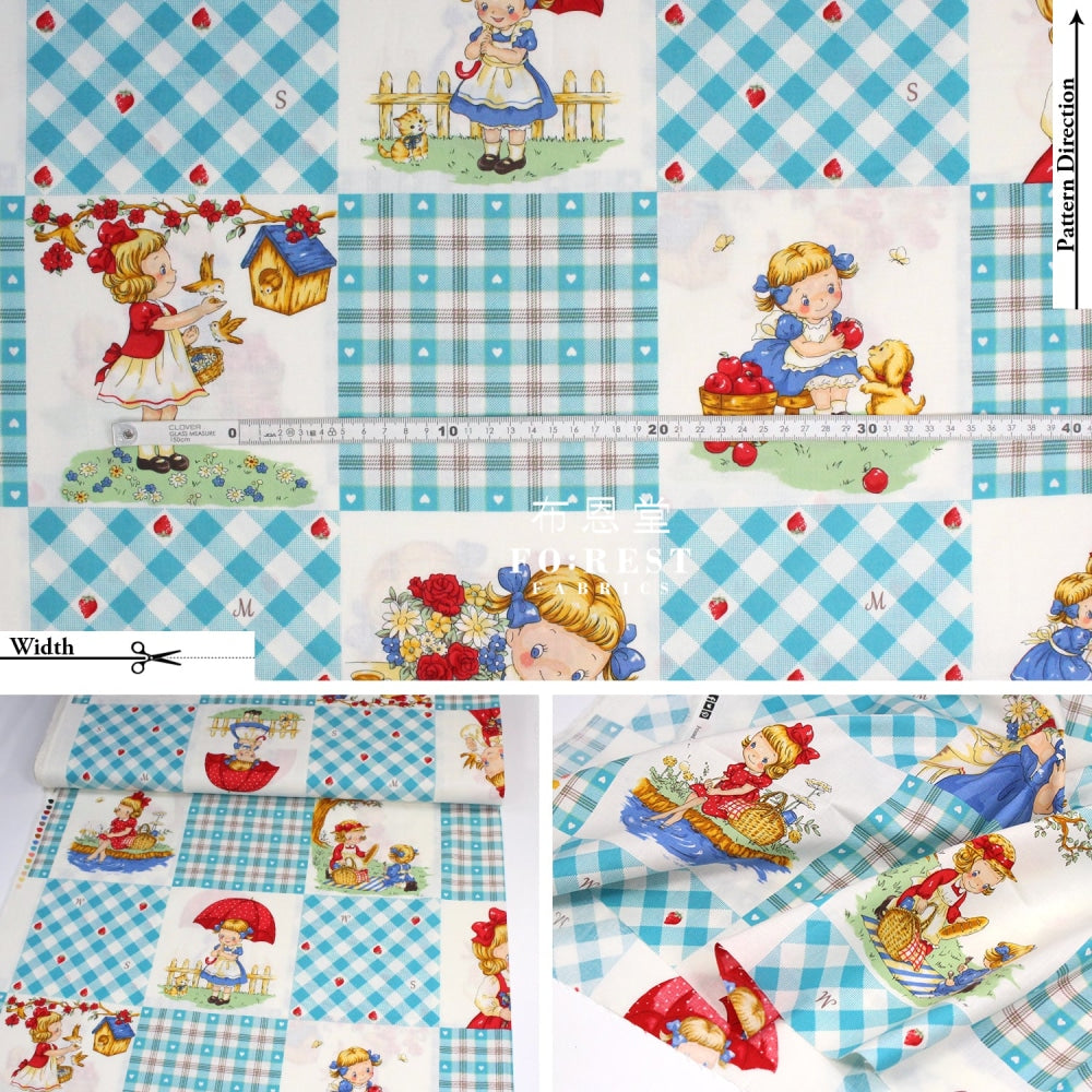 Cotton - Picnic Strawberry Fabric Blue
