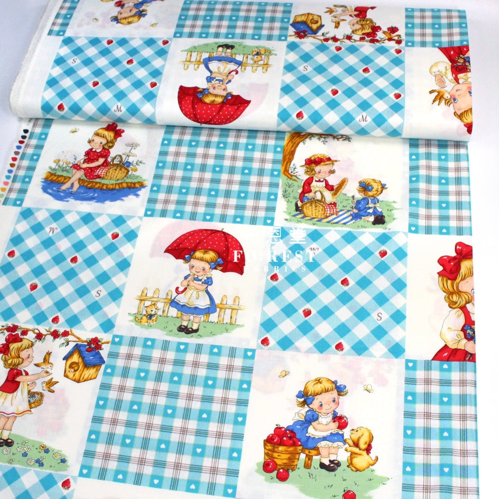 Cotton - Picnic Strawberry Fabric Blue