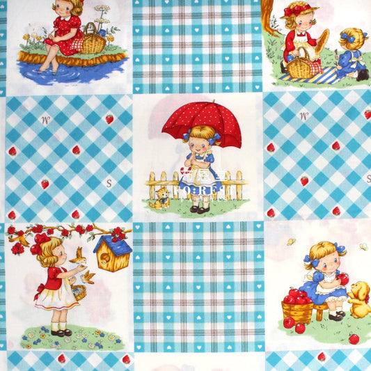Cotton - Picnic Strawberry Fabric Blue