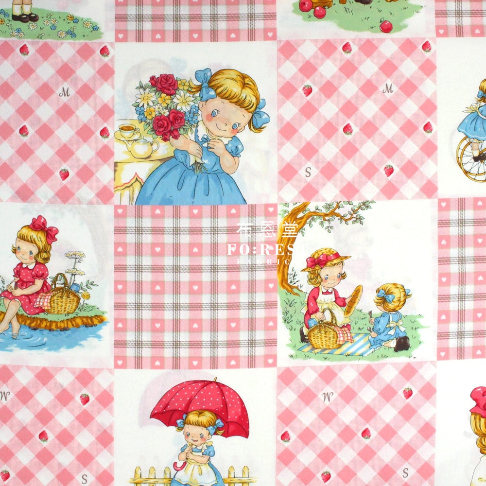 Cotton - Picnic Strawberry Fabric Pink