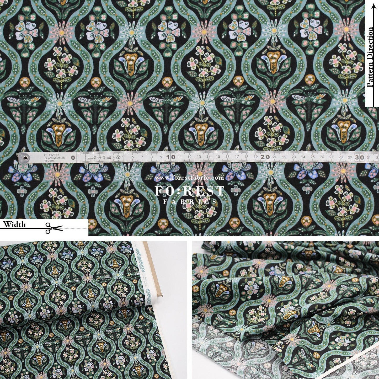 cotton - Posie Metallic fabric - FO:REST Fabric 布恩堂Liberty fabrictana lawnjapanese fabricykk zipper