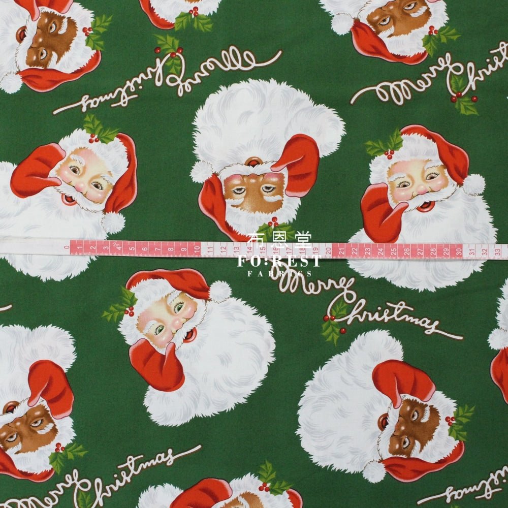 cotton - Santa Claus fabric Green - FO:REST Fabric 布恩堂Liberty fabrictana lawnjapanese fabricykk zipper