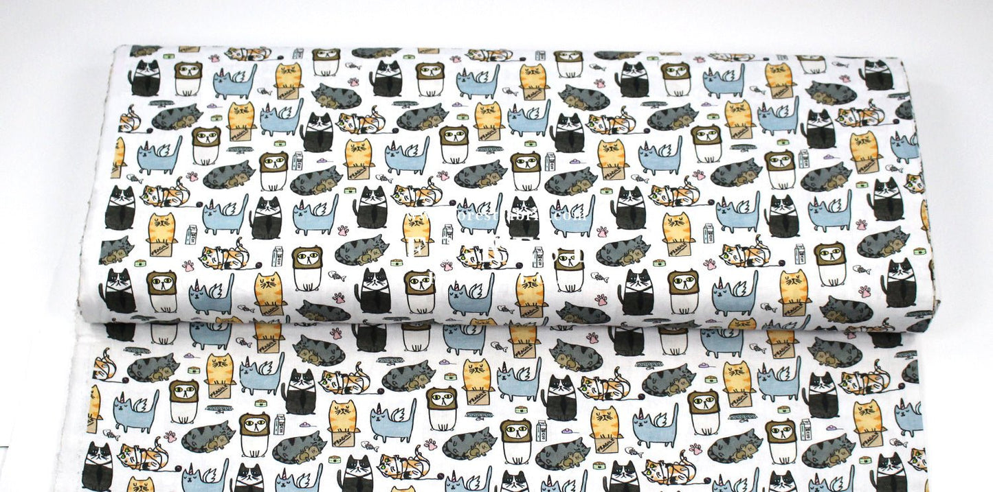 cotton - Silly Cats fabric - FO:REST Fabric 布恩堂Liberty fabrictana lawnjapanese fabricykk zipper