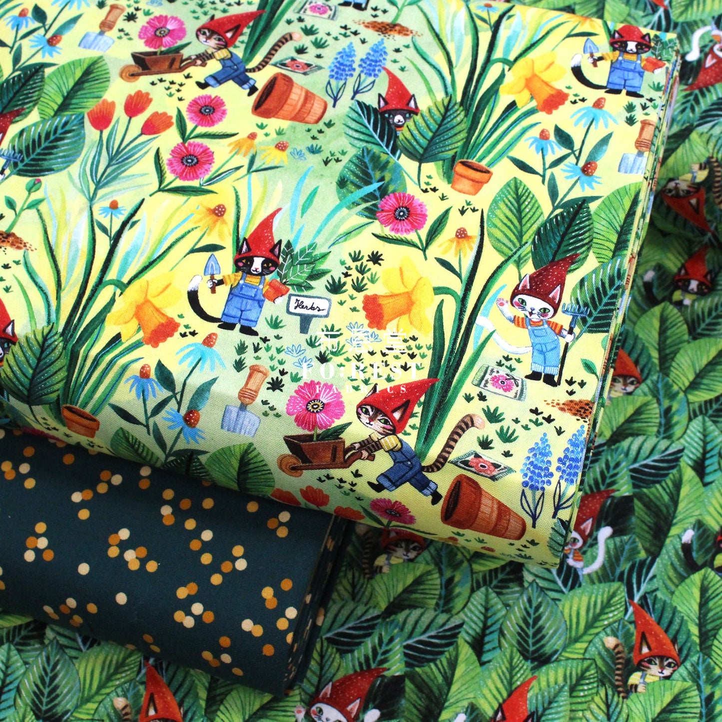 Cotton - Sweet Gnomies Cats Fabric