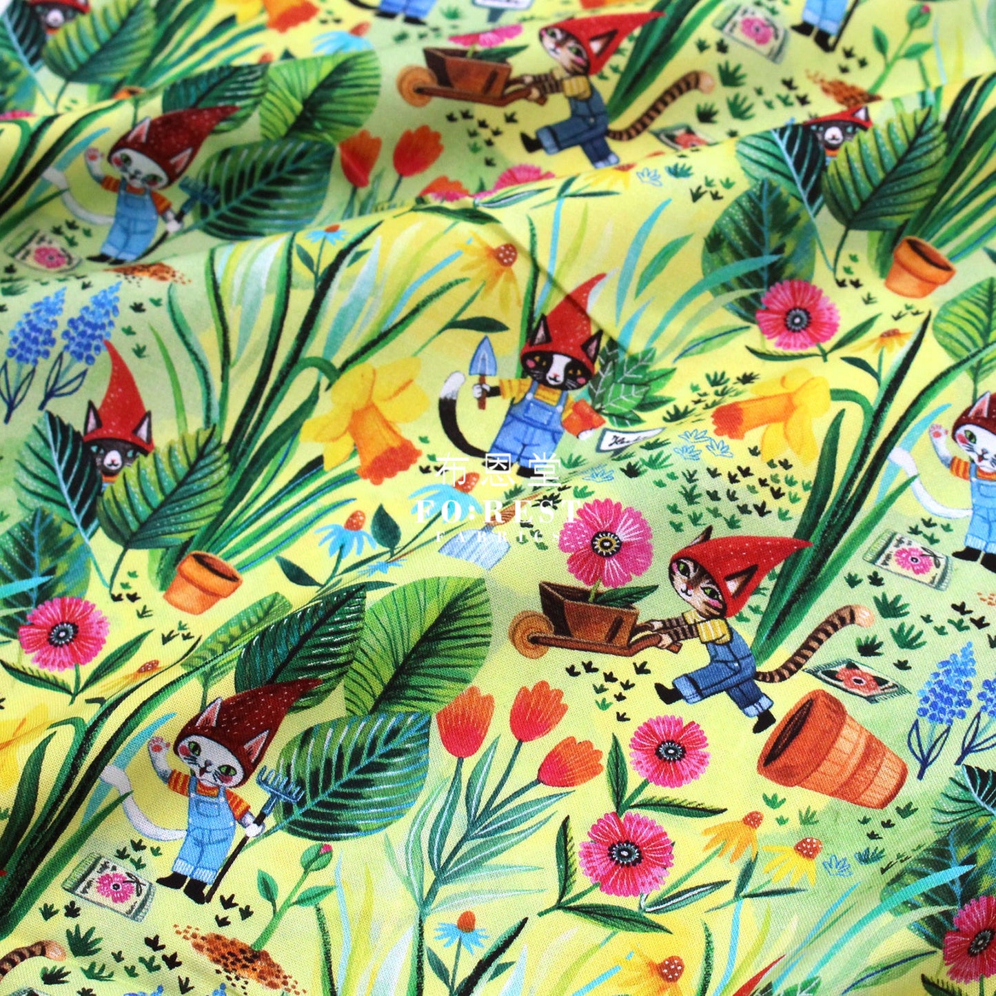 Cotton - Sweet Gnomies Cats Fabric